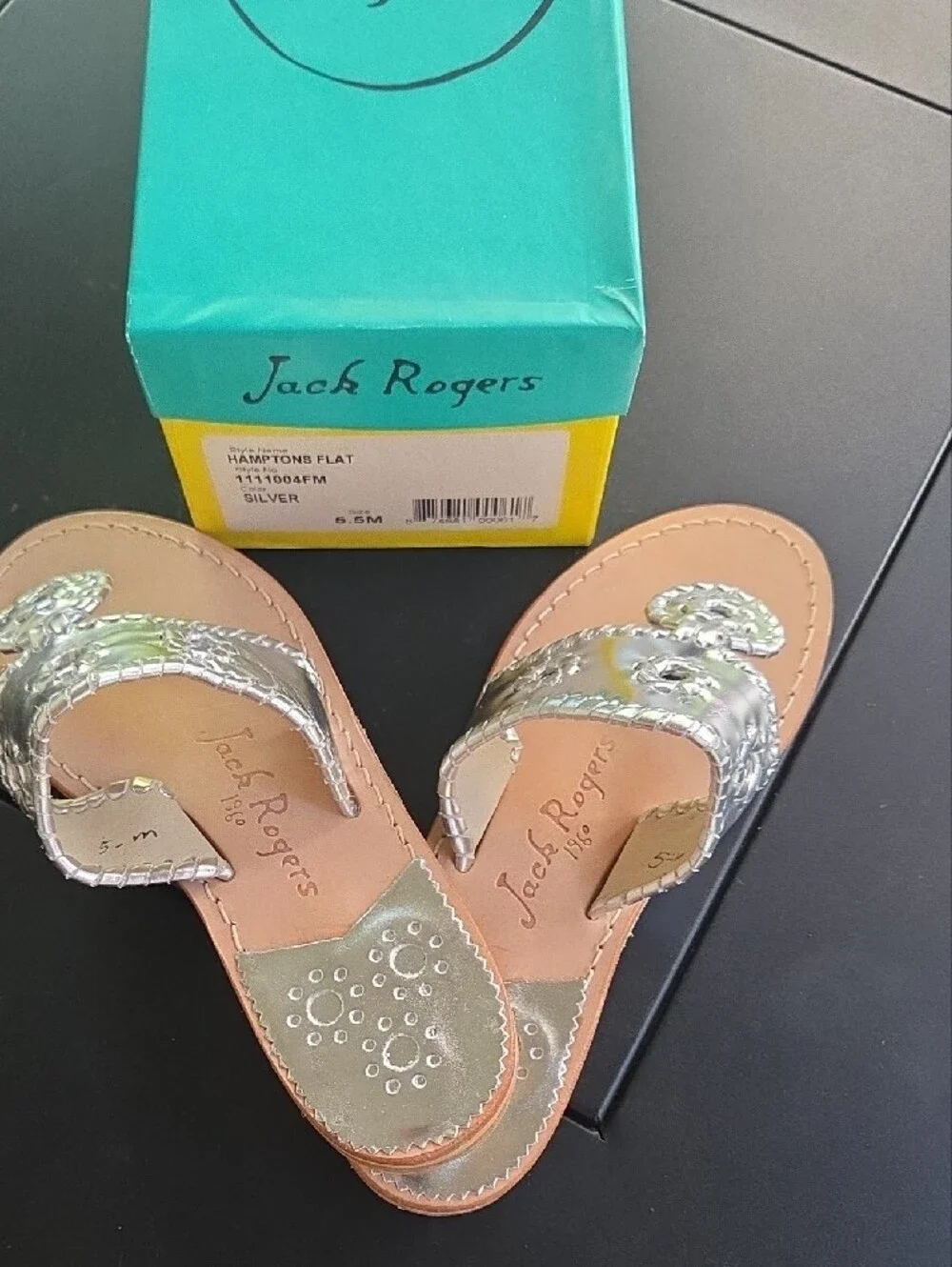 Jack Rogers Women’s Silver Leather Sandal - Hampton Style